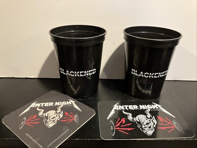 2 Blackened Cup ~ STONE BREWING METALLICA Enter Night  Beer Sticker Coaster