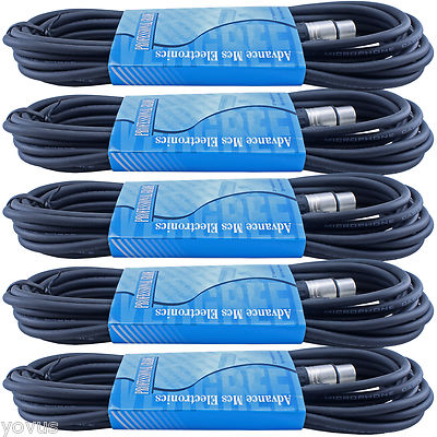 5pack 10 ft foot feet 3pin XLR male to female balanced shielded audio cable cord