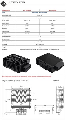 DC 12V to DC 24V 48V 20A 50A Converter Step up Booster Regulator Boat Vehicle - Picture 6 of 6