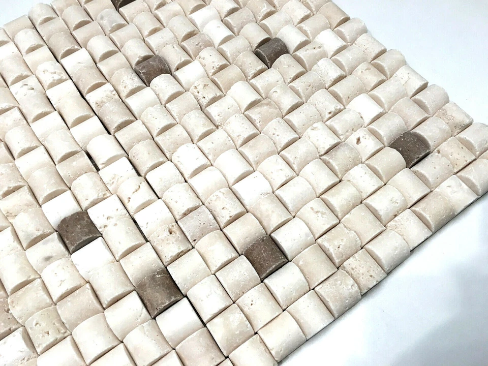 Bambú claro con mosaico de travertino Noce azulejo salpicadero pared (VENDIDO POR PIEZA) Foto 3 de 4