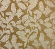 BALLARD DESIGN BREDON MUSTARD OVERSIZED LEAF FLORAL JACQUARD FABRIC BY YARD 57"W