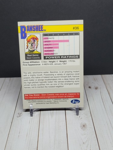 1991 Marvel Comics #36 Banshee Impel Trading Card - Bild 2 von 2