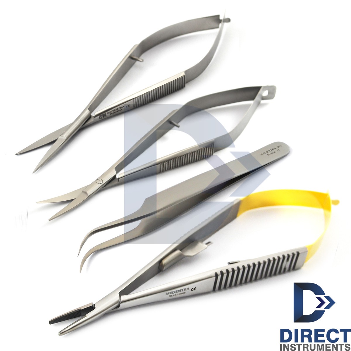 Ophthalmic Microsurgical Instruments Set – Includes Needle Holders, Scissors & Tweezers