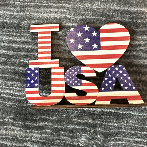 Wooden Heart USA Decor Table Top 4th of July Patriotic Celebration U.S. Seller - Picture 7 of 14