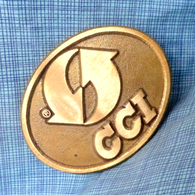 #ad CCI Logo Promo Belt Buckle Solid Brass Vtg 70s 80s DynaBuckle .SHY565 $29.99
