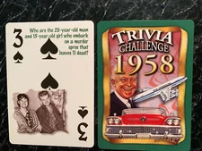 Swap Playing Cards   TRIVIA CHALLENGE 1958    Starkweather and  Fugate