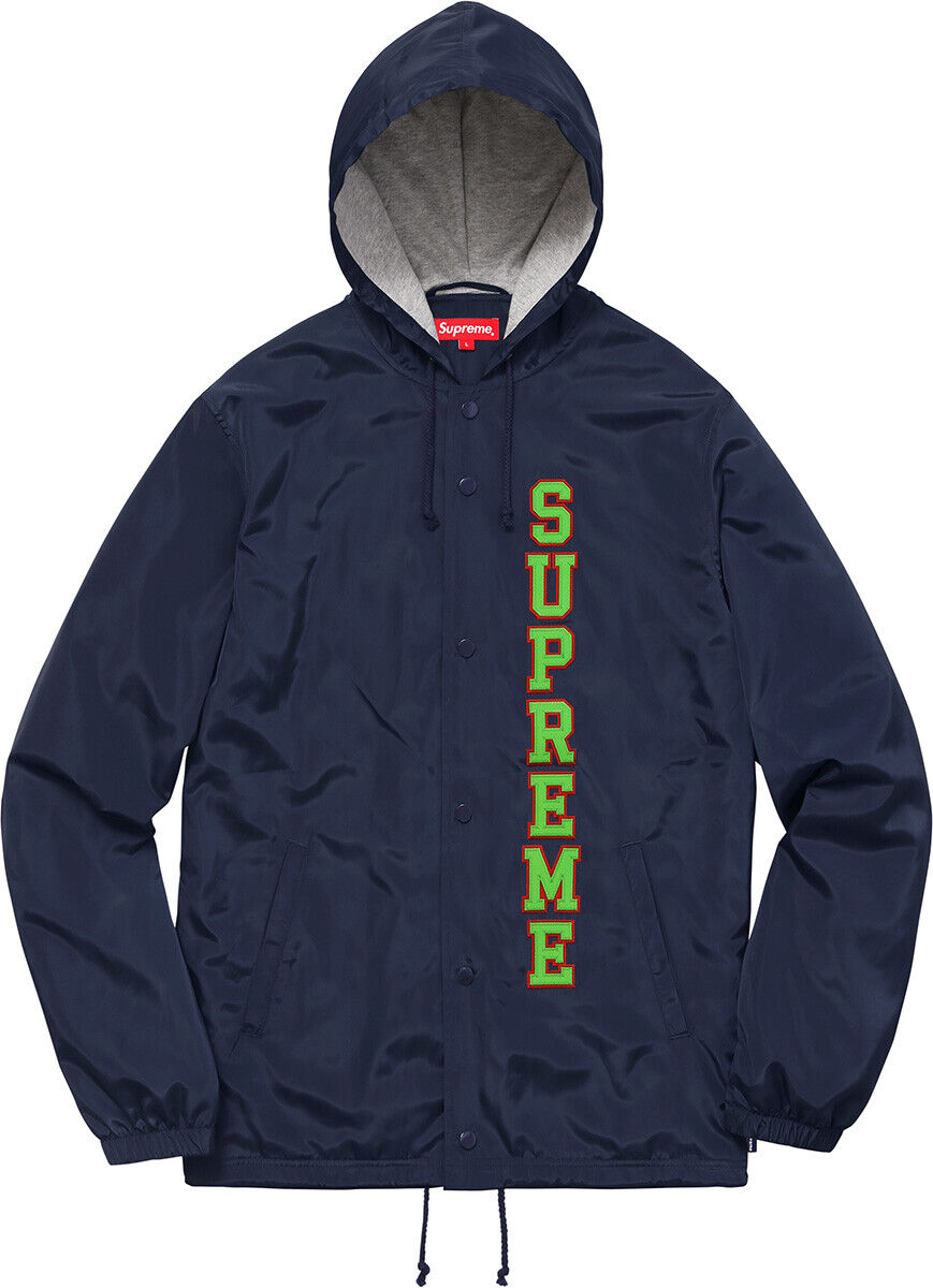 Supreme Vertical Logo Hooded Coaches Jacket Navy Medium S/S Supreme Vertical Logo Hooded Coaches Jacket Navy Medium S/S
