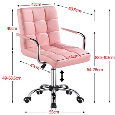 Sedia Da Ufficio Girevole In Ecopelle - Ergonomica, Altezza Regolabile, Rosa - Foto 9