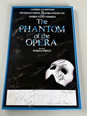 Vintage The Phantom of the Opera Poster Signed by Cast Autographs 1990s