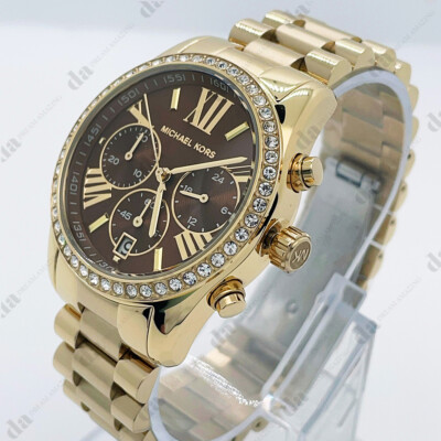 【新品】MICHAEL KORS ライトブラウン×イエローゴールド シンプル時計 Michael Kors MK7276 Lexington Lux Brown Dial Gold Tone Bracelet