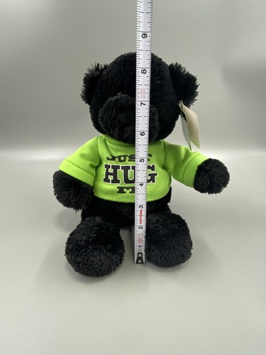 GUND 12” Just Hug It Black Teddy Bear W/ Green Shirt Stuffed Animal Toy RARE - Picture 8 of 8