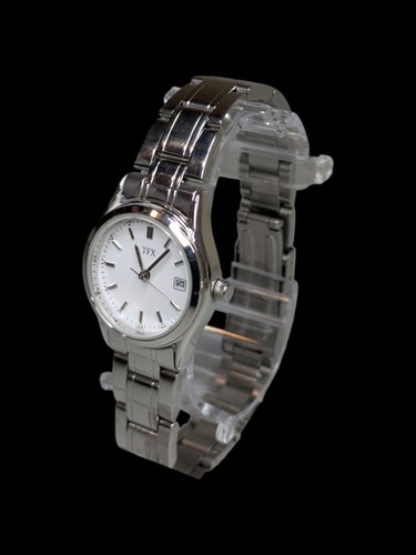 TFX By Bulova White Dial Date Silver Tone Watch New Battery Fully Functional - 第 3/7 張圖片