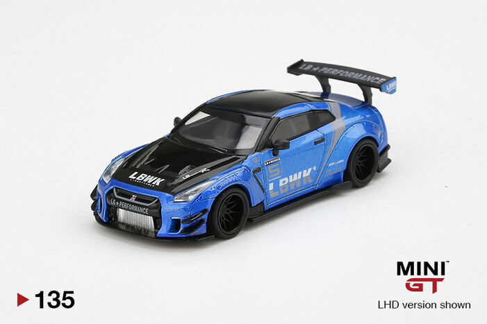 MINI GT 135 LB WORKS Nissan GT-R (R35) Blue / LB Work Livery 2.0 Type 2, RHD