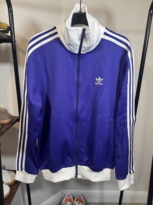 Adidas Originals Herren Beckenbauer Track Top Jacke Lila Weiß L IP0416 Neu mit Etikett