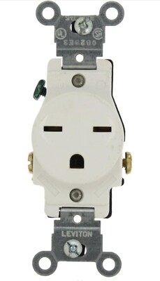 5029-W 15-Amp, 250-Volt, Narrow Body Single Receptacle, Straight Blade (10ea)