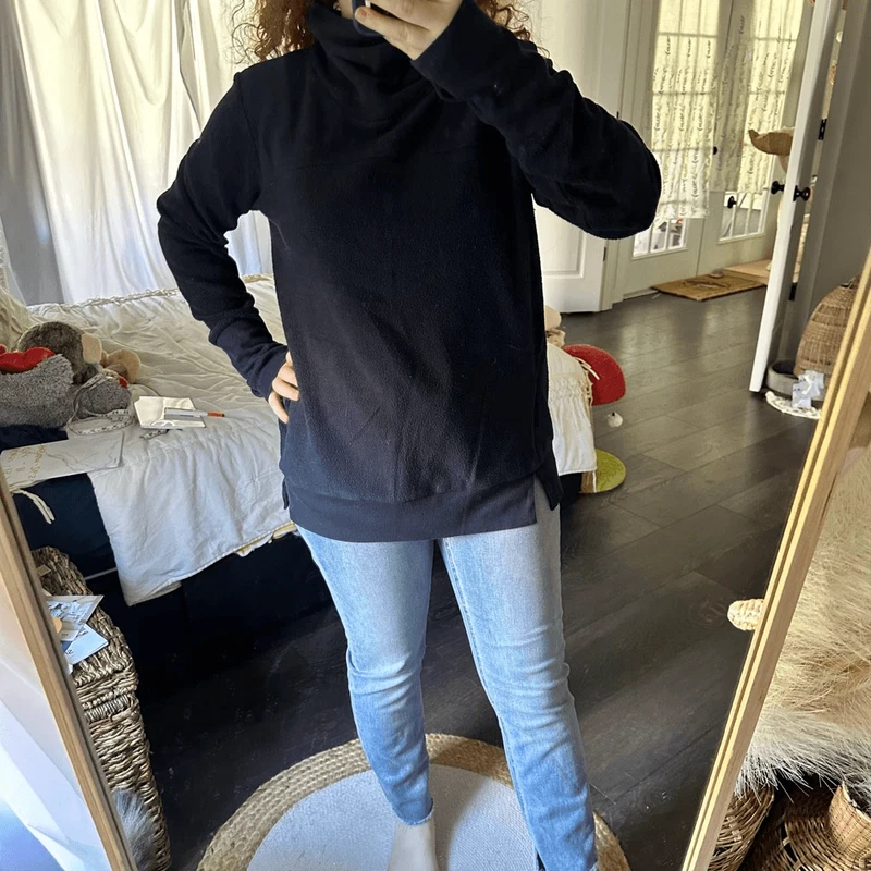 alo-yoga funnel neck turtleneck sherpa pullover sweater