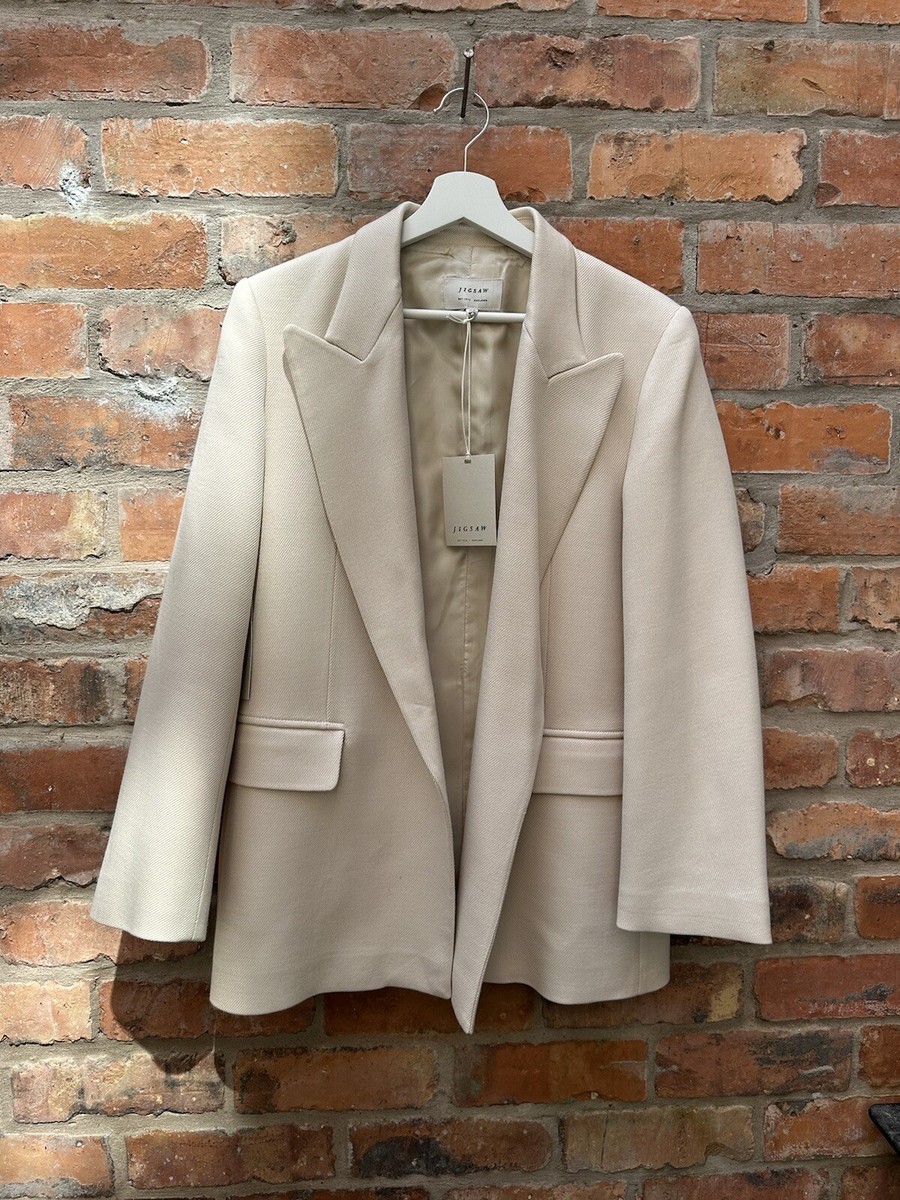 JIGSAW BEAUTIFUL CREAMY-STONE WYE BLAZER SS24 SIZE UK8 (oversized