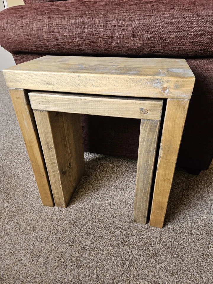 Pair Of Rustic pine side tables  - Image 3 of 4