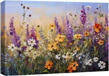 Wall26 Floral Canvas Print Wildflowers Botanical Countryside Pastel Art