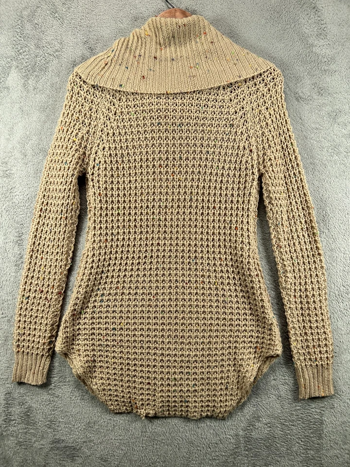 Vestido suéter mediano RUE21 para mujer mini marrón grueso capucha de múltiples motas manga larga Foto 3 de 4