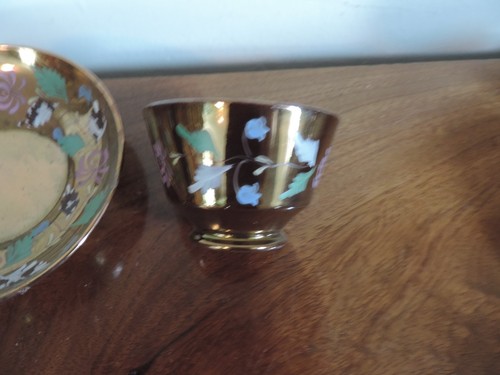 Antique 19th century English Copper Luster Tea Cup and Saucer Staffordshire - Picture 7 of 11