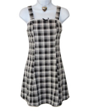 Y2K Plaid Ribbon Japanese Lace Trim Gothic Coquette Vintage Style Checker Dress