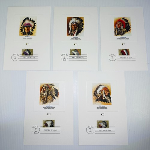 Historic Indian Headdresses Set Of 5 First Day Of Issue Proofcard With Stamp 90 - Picture 19 of 24