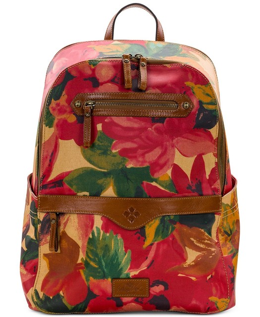 NWT Patricia Nash Coated Canvas Backpack Karina Floral Multi Leather