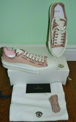 NIB $550 Moncler Glisserie Logo Cotton Sneakers Shoes - Sz 9 B / 39 EU