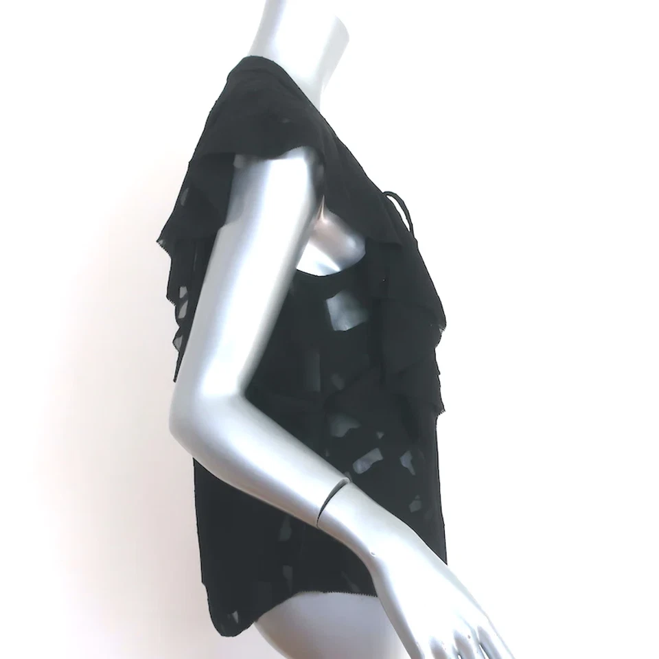 Blusa con cordones IRO Gilka negra Burnout Georgette talla 38 top sin mangas Foto 3 de 4