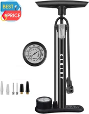 Bike Floor Pump with Gauge,Bike Air Pump Tire Pump Inflator, for Presta and Schr