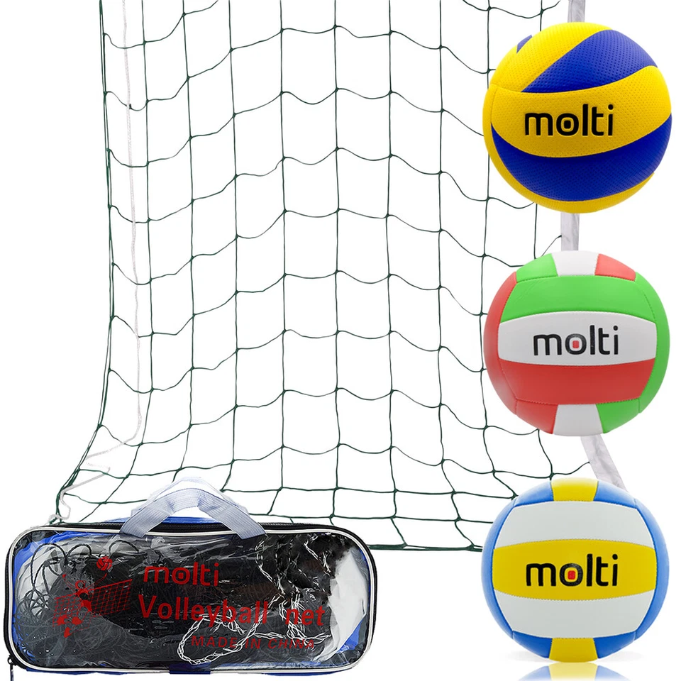 MOLTI Volleyball-Set Ball #5 + Netz 9,5m x 1m + Tragetasche Beachball Indoor Outdoor