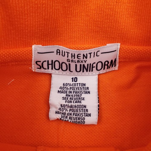 Kids School Uniform Polo Shirt Boys Size 10 Orange Short Sleeve Knit Irregular - Picture 4 of 8