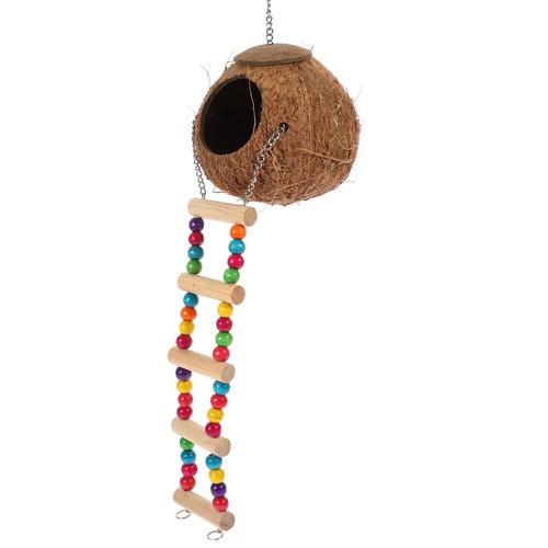 Coconut Reptile House Rope Ladder Climbing Hanging Bed Hideout Decorative - Picture 10 of 12