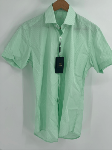 Bertigo Button Down Shirt Men's Small Green White Gingham Check Short Sleeve New