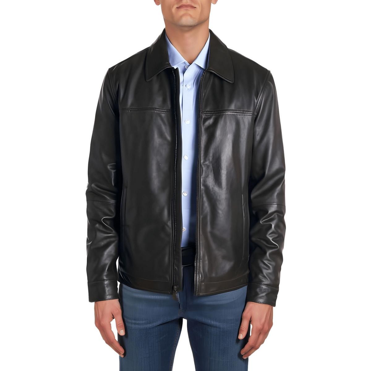 Мужская коричневая кожаная куртка для холодной погоды Perry Ellis Portfolio Portfolio S BHFO 6868