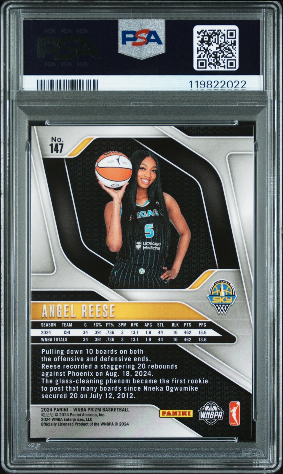 2024 PANINI PRIZM WNBA #147 ANGEL REESE ROOKIE RC PSA 8 view 2