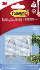 Command 17091CLR Medium Hook, Pack of 2 Hooks and 4 Adhesive Strips, Transparent 3.67 per strip