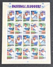 US Baseball Sluggers Full Sheet 20 stamps 39¢ Scott #4080-83, MNH, FV $7.80