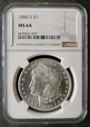 1880 S $1 Morgan Silver Dollar NGC MS64
