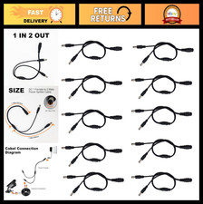 12V CCTV Power Splitter Cable - 1 Female to 2 Male, 5.5mm x 2.1mm, 10 Pack