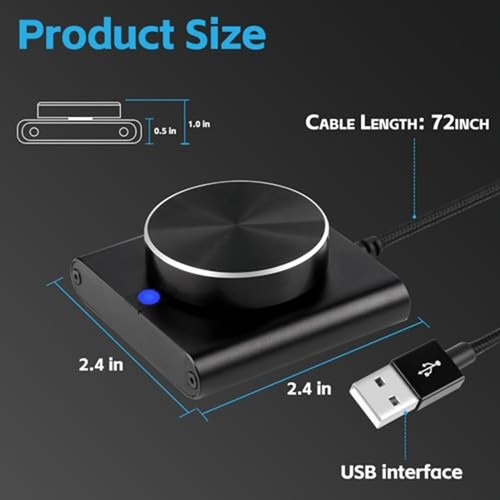 USB Volume Adjuster Knob Compatible with For PC Mobile Devices Aluminum - Afbeelding 6 van 11