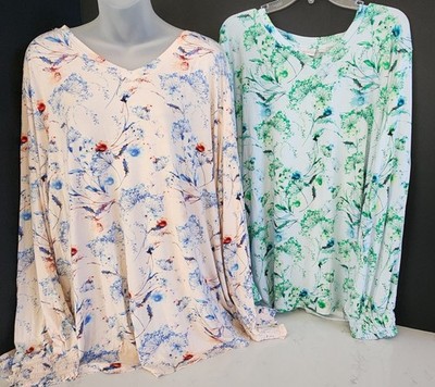 NEW Plus Size BELLE by KIM GRAVEL Stretch Smocked Sleeve Top A714852 3X CHOOSE