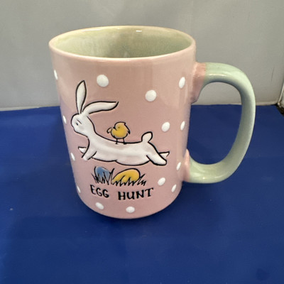 Bunny Rabbit Chick Easter Egg Hunt Mug Ceramic Stoneware Spectrum Designz 17oz
