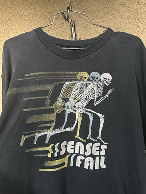 Senses Fail Band  Running Skull  Unisex  Black T Shirt Full Size S-5XL