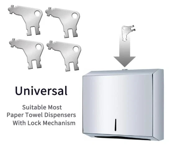 Paper Towel Dispenser Key, 5Pcs Universal Key for GP Silver