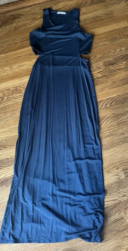 Athleta Navy Blue Maxi Dress With Side Cutouts Size Large