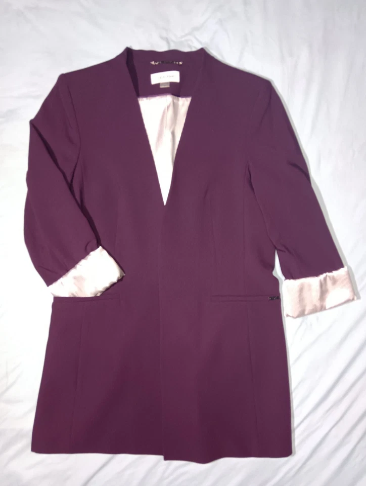 Calvin Klein 2 Piezas Pantalón Traje Chaqueta Larga 16 y Pantalones Calce Moderno 14 Ciruela Foto 4 de 4