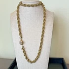 Vintage Miriam Haskell Chain Necklace Signed 31" Gold Tone Braided Embossed 60's
