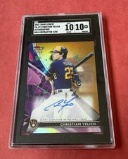 2021 Topps Finest Christian Yelich Auto Gold Refractor 3/50 GEM MINT 10 AUTO 10